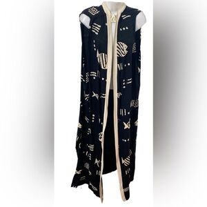 Vintage Mathew & David Black and Khaki Patterned Kimono unisex one size